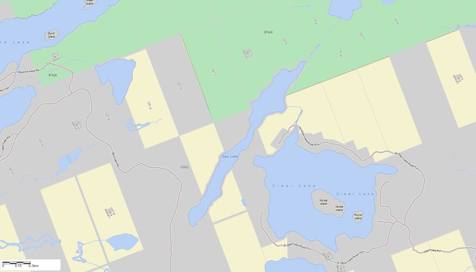Crown Land Map of Saw Lake in Municipality of Bracebridge and the District of Muskoka